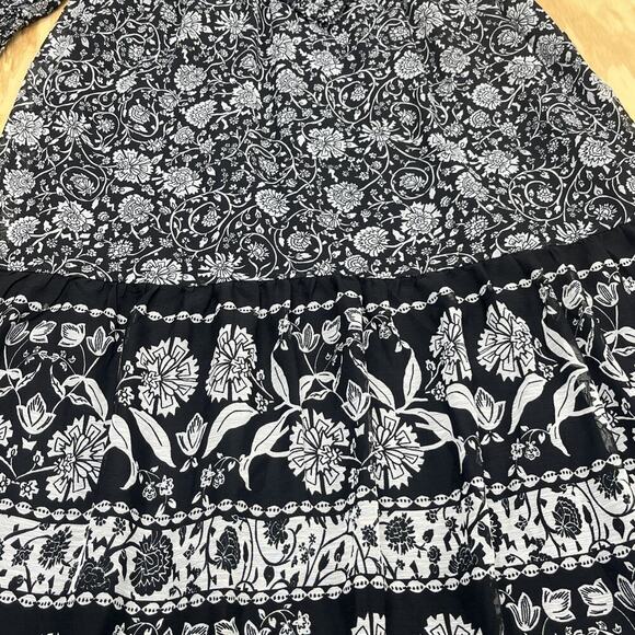 Old Navy Y2K Chiffon Midi Dress Black Floral Size Medium Whimsigoth Fairy Flowy - Picture 9 of 16